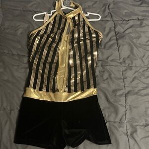 Gold and Black Kids Dance Costume